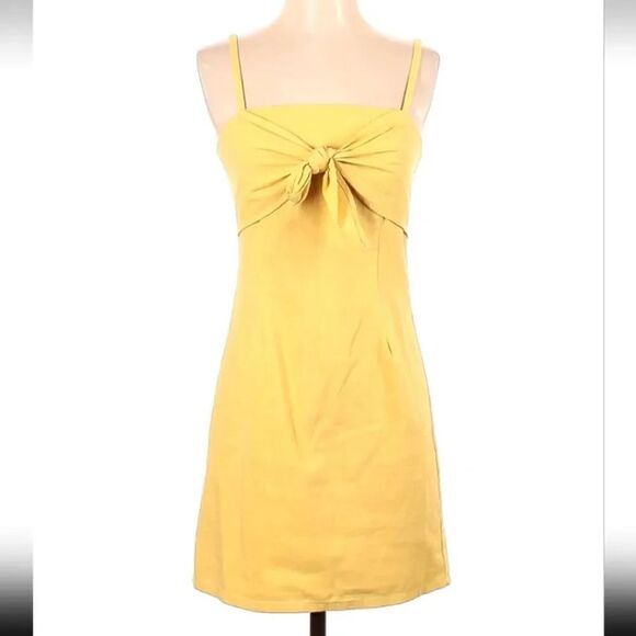 re:named Dresses & Skirts - re:named Linen Tie Front Spaghetti Strap Yellow Dress SMALL